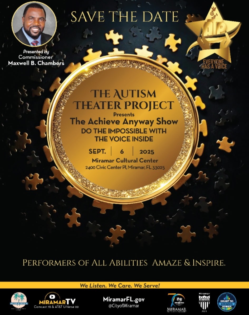 🗓️ Save the Date: The Achieve Anyway Show!
The Autism Theater Project is bringing something powerful to the stage this fall. Join us Saturday, Sept 6, 2025 at the Miramar Cultural Center for an unforgettable evening of stories, strength, and soaring talent.
🎬 The Voice Inside – exclusive screening
🎤 Motivational speeches from ATP speakers
🎵 Diverse performances by ATP musicians
🤸♂️ Live acrobatic performance by @danny_the_acrobat
Proudly presented by City of Miramar Commissioner Maxwell B. Chambers @commissioner_maxwell_chambers
Follow us for ticket updates and full event details. You don’t want to miss this. 🔥
#MiramarCulturalCenter #AutismTheaterProject #TheVoiceInside #AchieveAnyway
